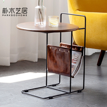 Black walnut edge a few full solid wood Nordic sofa Round a few minimalist Balcony Casual Small Round Table Light Lavish Small Tea Table