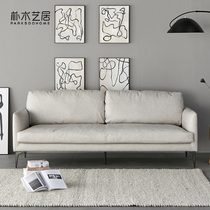 Italian Style Sofa Extremely Minimalist Tech Cloth Four Straight Post Modern Minimalist Leather Art Down Living-room Home