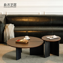 Nordic round tea table combined living room oak edge a few full solid wood round several expressions furniture tatami tea table logs