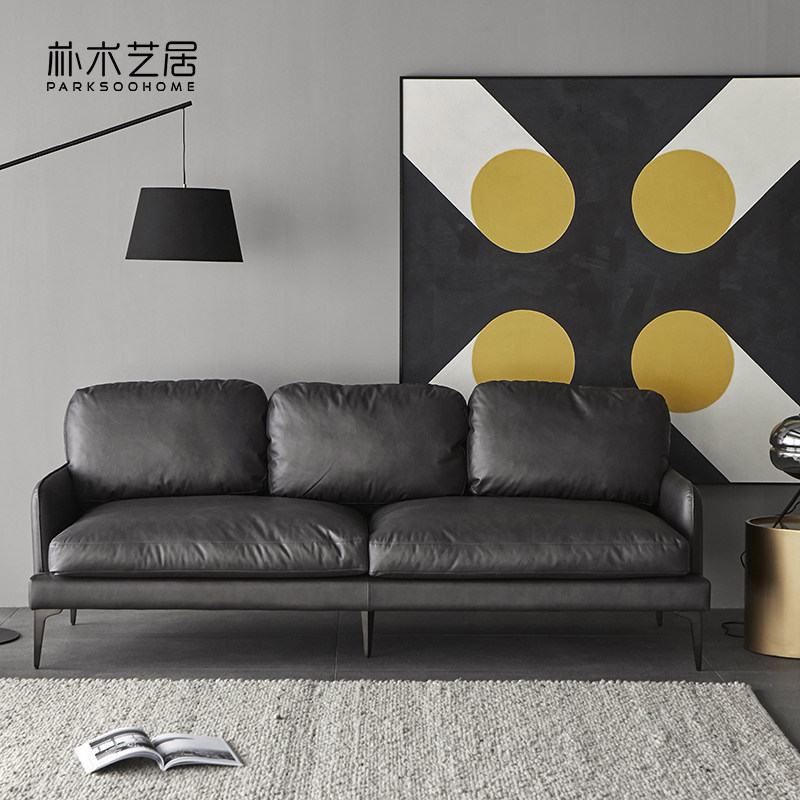 Italian style sofa tech leather trio with small family rear modern extremely simple cloth art living room minimalist straight row