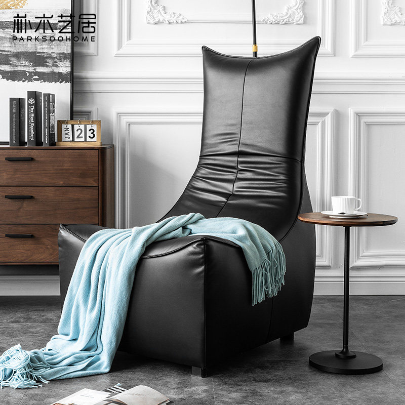 Italian leather sofa chair modern simple single sofa Nordic English expression lazy sofa leisure single chair