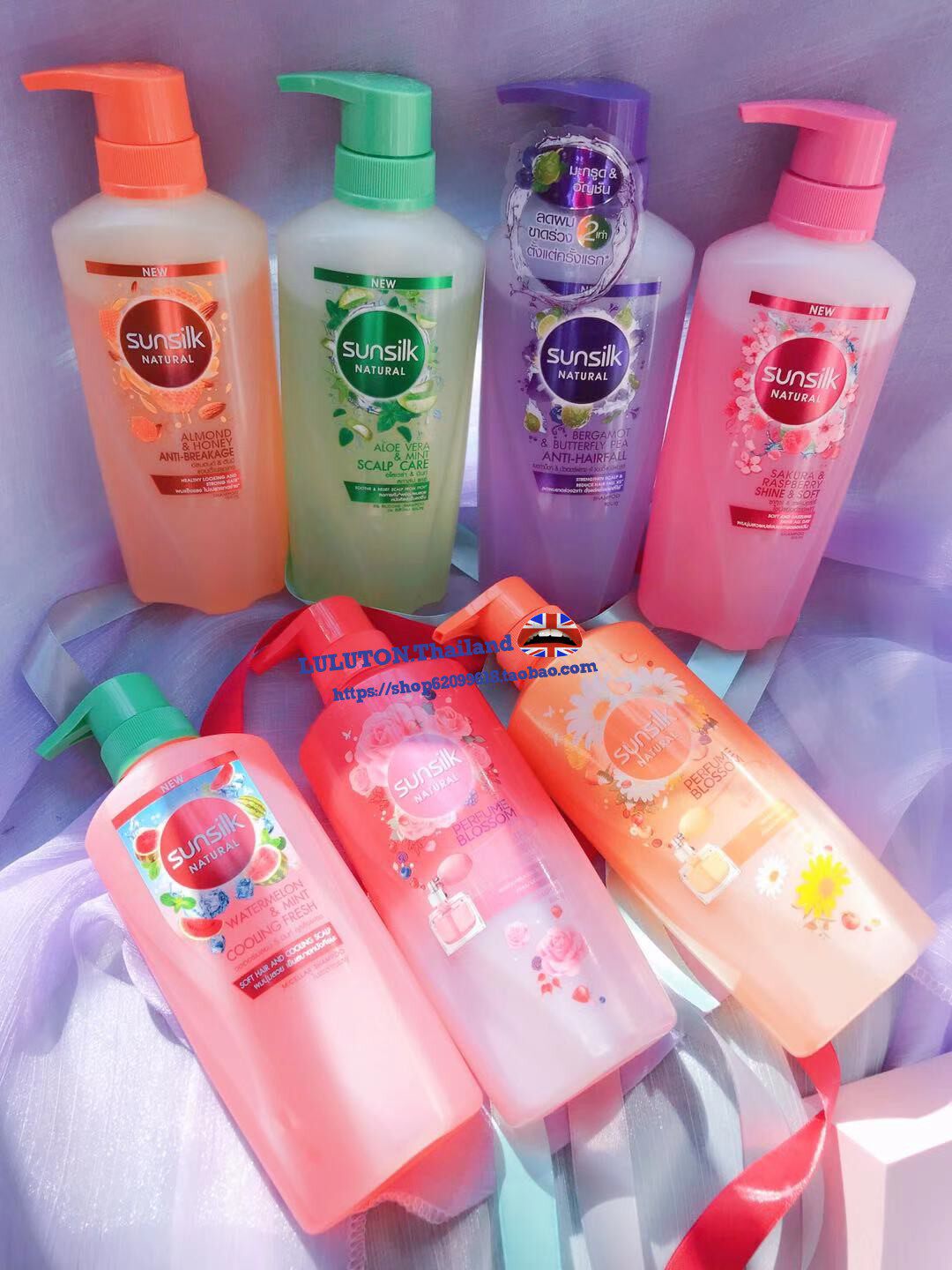 Thailand sunsilk cherry blossom coconut water honey peach shampoo nourishing and smooth silky moisturizing shiny 450ml