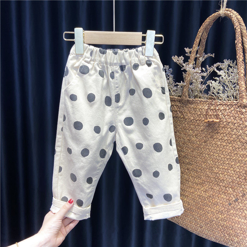 1-year-old 345 girls white pants foreign style fashion children's spring and autumn black loose jeans harem pants tide