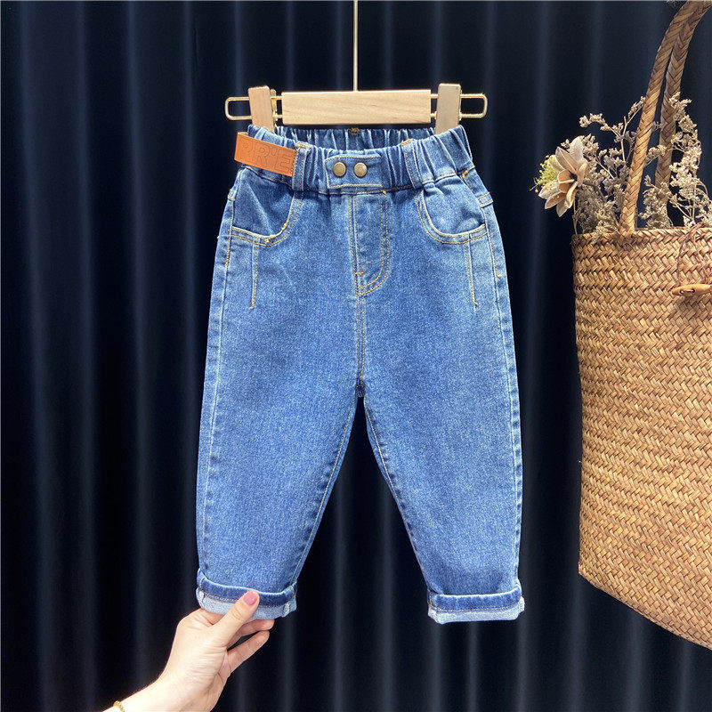 2-year-old 345 baby jeans Soft elastic girl Roof pants Old daddy pants Pants Foreign Pine EASY TO THICKEN AND ADD SUEDE PANTS