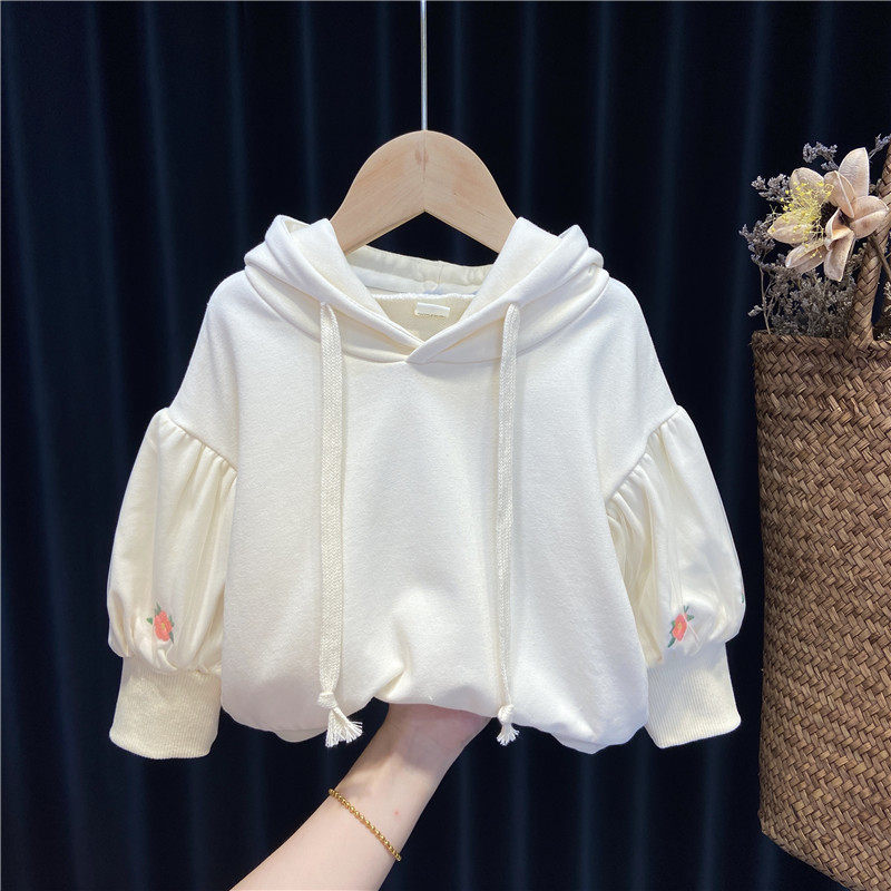 Girls' sweater children's clothing spring and autumn Korean version of the hooded hooded top for girls 1 year old 234 children's beige foreign style