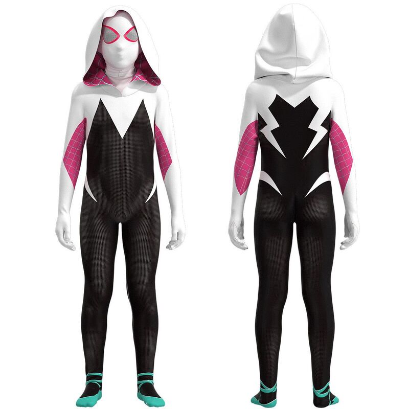 Gwen Spider-Man Ps4 Costume for Kids Girls Halloween Cosplay Costume Spider-Man Red Carnage Jumpsuit