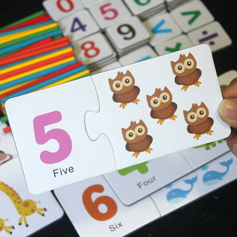 2-3-6-year-old 4 Monsoon lessons Intellectual Toys Kindergarten Children Baby Maths Enlightenment Teaching Aids Digital Cards