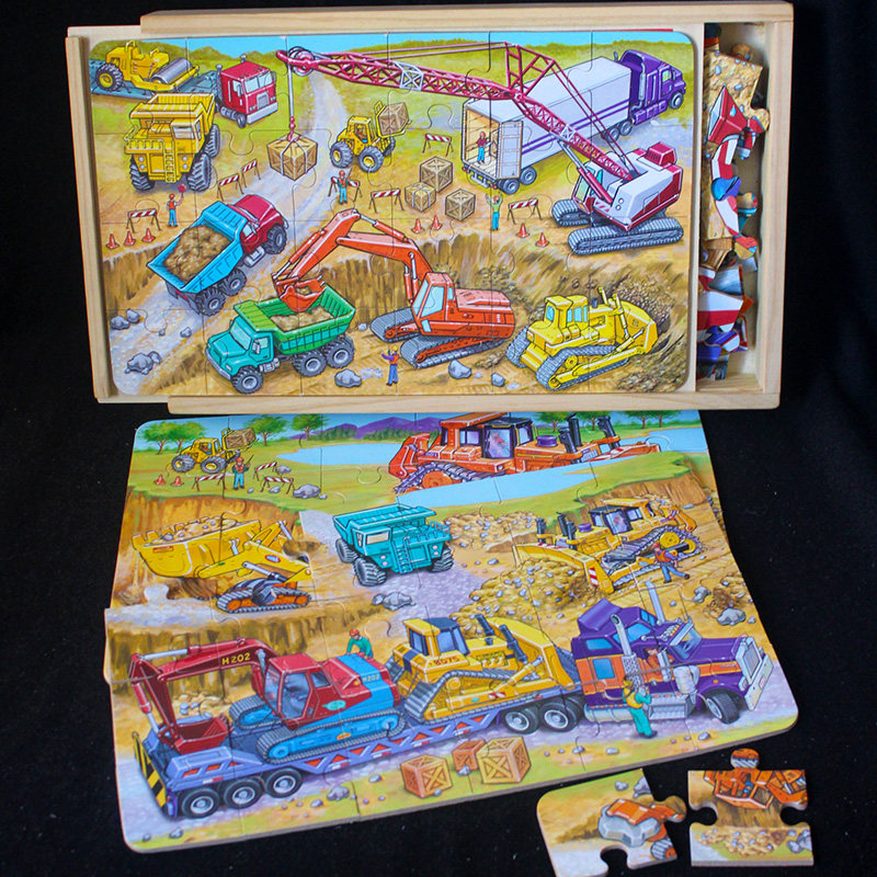 2-3-5-year-old child's puzzle toy boy baby dinosaur car wooden early teach 24 49 49 piece pieces of the puzzle