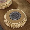 Ethnic style cotton thread tassel hand-woven futon cushion round mid-century style tatami bay window meditation cushion