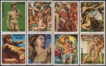 L003 New Paraguay stamp Michelangelo creates David sculpture world famous painting human body naked female painting