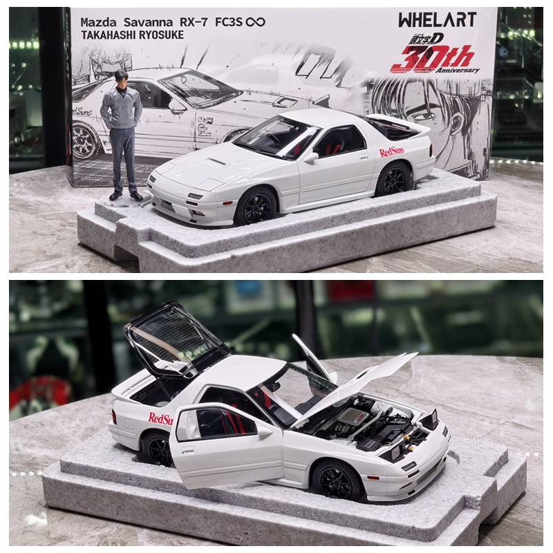 Wheel Art 1:18 Mazda Rx7 Fc3S Initial D 30Th Anniversary Edition with Figure Car Model
