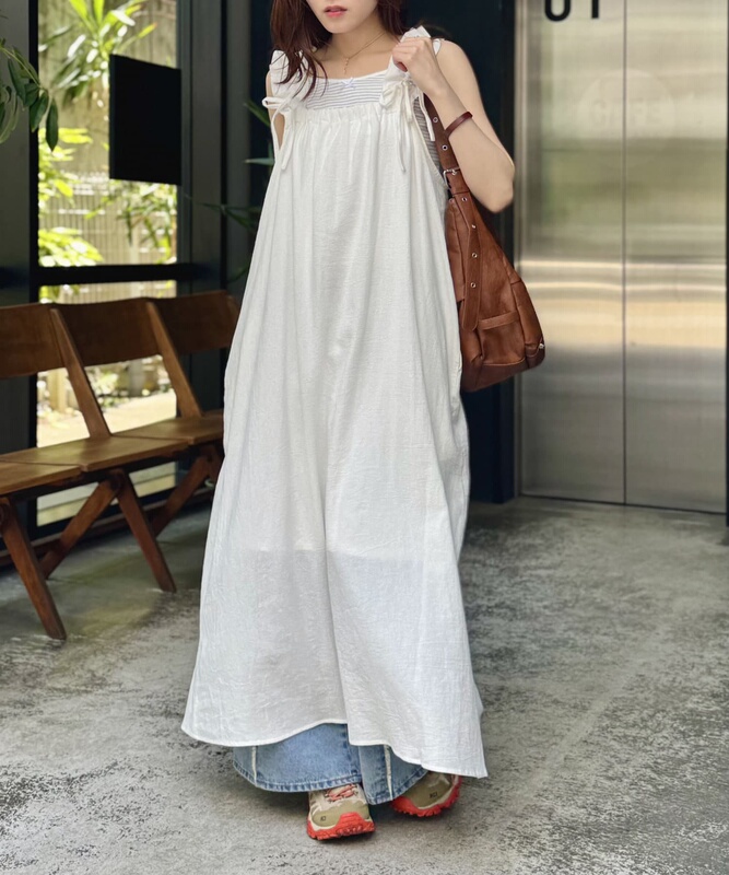 Free Shipping Japanese Order W Cl*Set Original Suspender Dress Loose Versatile Sleeveless Pure Cotton Long Style