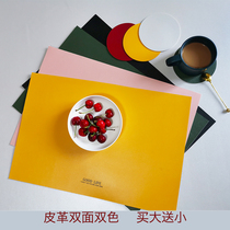 Solid color table mat insulation mat Nordic double-sided pu leather mat household waterproof and oil-proof light luxury table mat ins Western table mat