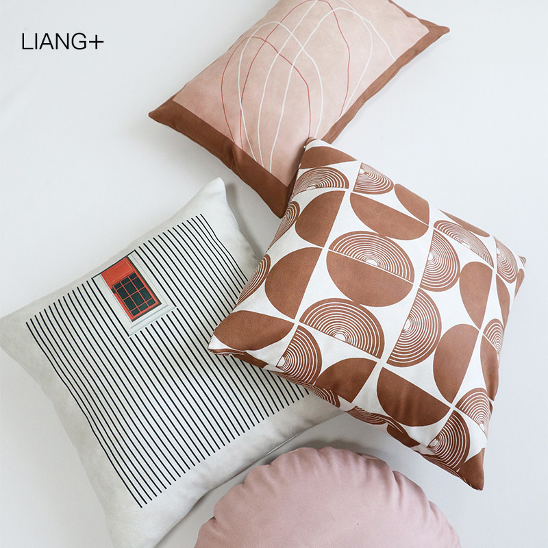 European retro art living room literary sofa pillow cushion model Nordic ins abstract geometric pillowcase