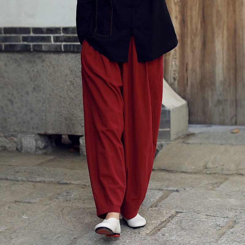 Spring Summer Retro Linen Taiji Pants Women New Fashion Loose Cotton Hemp Taijiquan Clothing Morning Practice Light Cage Pants