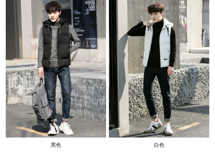 Phiên bản Hàn Quốc của áo vest cotton nam mùa thu và mùa đông áo ba lỗ tập gym nam