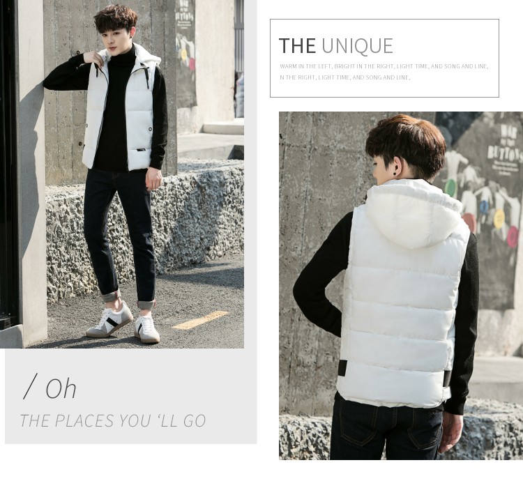 Áo vest cotton nam mùa thu đông phiên bản Hàn Quốc theo xu hướng Slim đẹp trai ấm áp áo trễ vai cotton mùa thu dày đẹp trai áo khoác đông nam