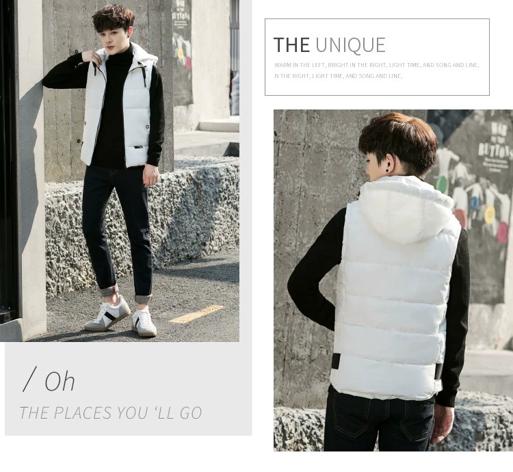 Áo vest cotton nam mùa thu đông phiên bản Hàn Quốc theo xu hướng Slim đẹp trai ấm áp áo trễ vai cotton mùa thu dày đẹp trai áo khoác ghi lê nam