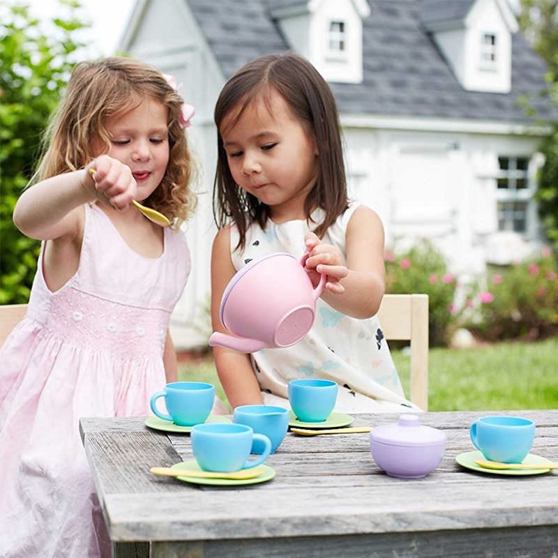 American Green Toys Tea Set Children Emulation Over Home Restaurant Afternoon Tea Refreshments Girl Toys-Taobao