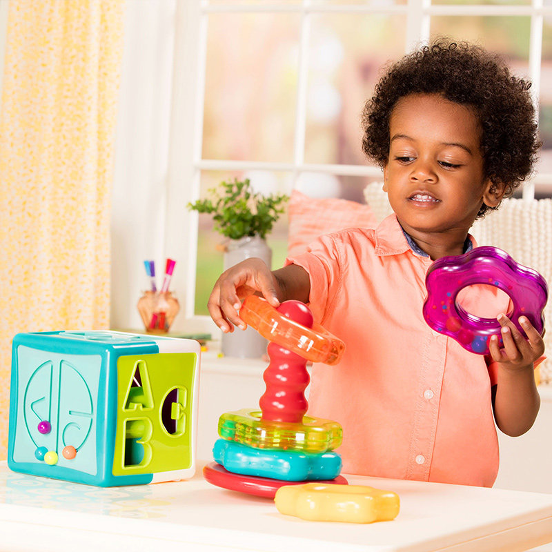 BATTAT Rainbow ring laminated Letoys children's rings Baby shape Color Cognitive Pairing Puzzle Box