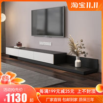 Modern walnut color coffee table TV cabinet combination simple gray tea table black living room wall cabinet TV cabinet set