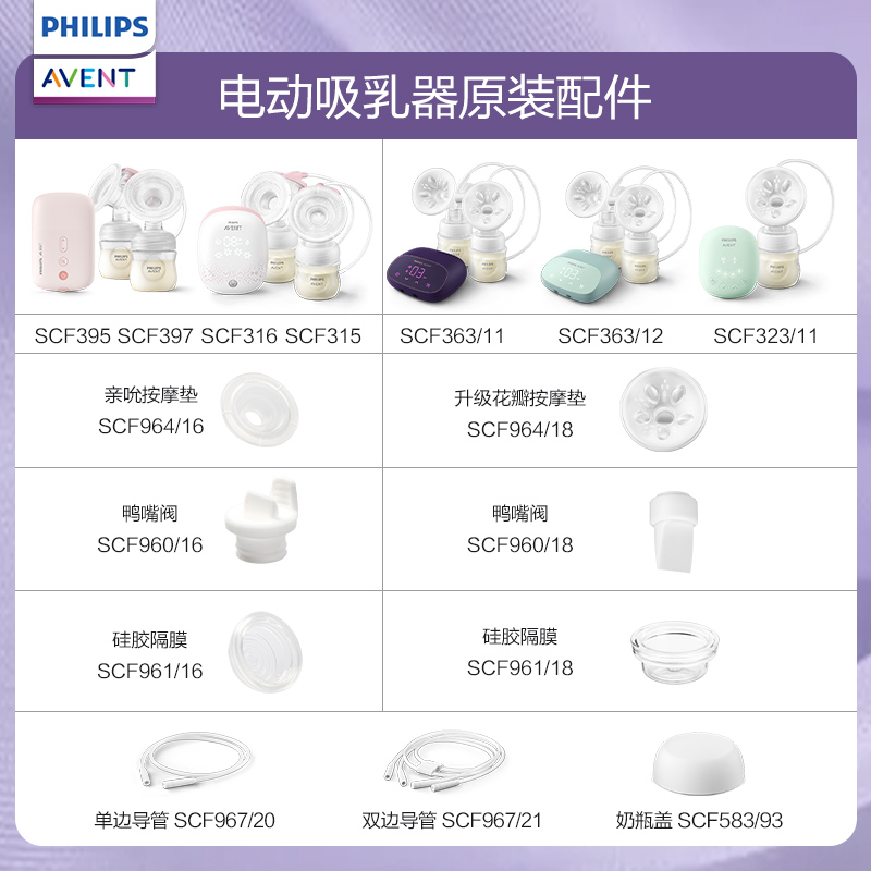 Philips New Avent Electric Breast Pump Accessories Petal Pad Silicone Diaphragm Duckbill Valve Catheter Adapter Clip