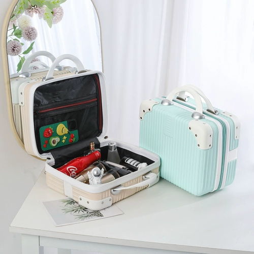 Портативная косметичка, вместительная и большая ретро сумка, чемодан, сумка-органайзер, 14 дюймов, в стиле Шанель