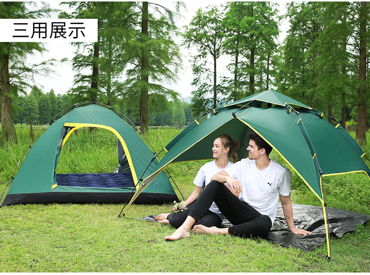 Lều ngoài trời 3-4 người hoàn toàn tự động dày lên chống mưa bão cắm trại cắm trại 2 hộ gia đình đôi tốc độ mở lều - Lều / mái hiên / phụ kiện lều lều cho bé gái
