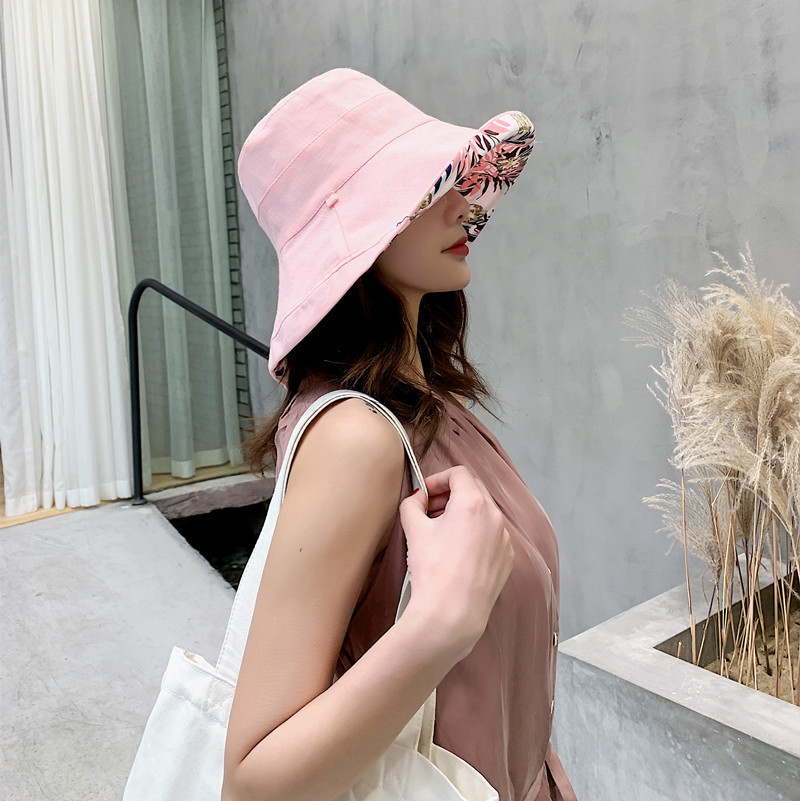 Double-sided fisherman hat female summer Korean version all-match Japanese anti-UV face-covering sun hat sunshade chic sunscreen hat