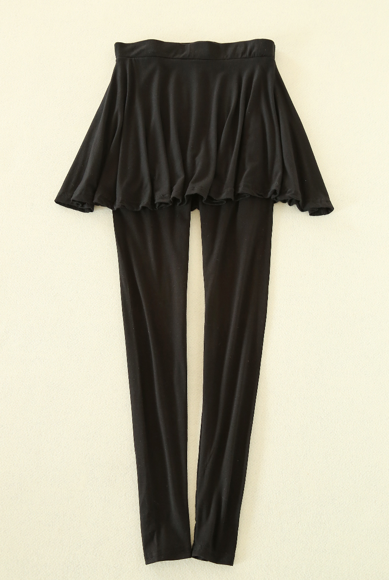 Mùa xuân và mùa thu cotton không thể đủ khả năng bóng xếp li giả hai mảnh quần legging váy cao eo co giãn túi hông mảnh cơ thể váy váy quần legging nữ cạp cao