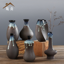 Tiantian special coarse pottery vase small porcelain vase Zen Chinese vase retro flower flower art pottery ornaments