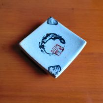 Ceramic stoneware calligraphy Tai Chi crack glaze small porcelain saucer cup holder pad pot lid bowl holder lid holder four-shaped square lid set