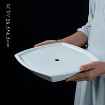 Special price Jingdezhen simple monochrome shadow green glaze blue white porcelain large tea plate Jianshui tea tea tea set