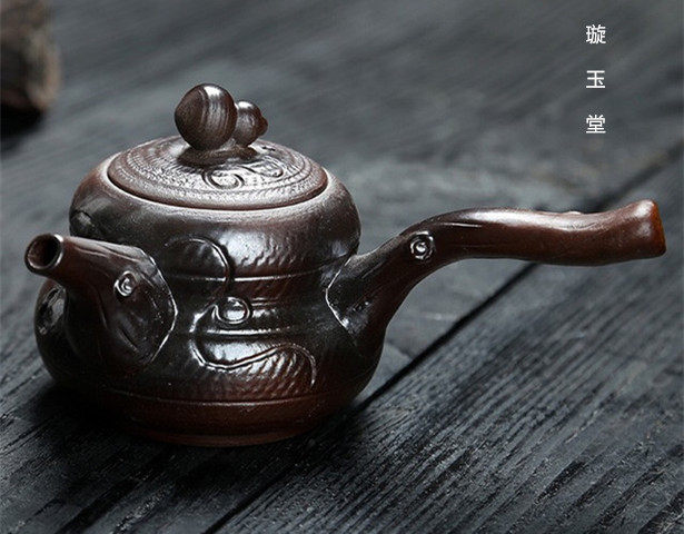 Manual side to make imitation ancient ceramic home tea-style firewood burning coarse pottery kungfu teapot tea set tea road style 2