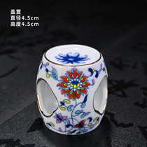 Underglaze multicolored intertwining lotus pattern window opening with gold edge lid teapot lid holder tea set matching
