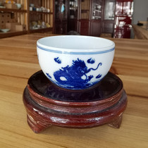 Jingdezhen pure hand-painted blue and white sea water dragon and phoenix porcelain tea cup lying foot cup master cup