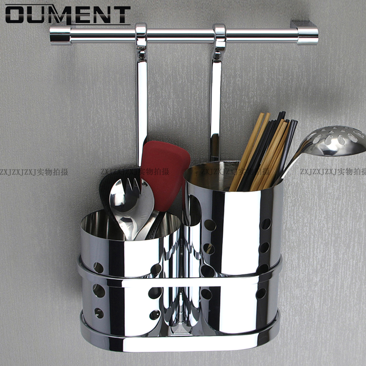 Full Copper Kitchen Hanging wall Kitchen Hanging Rod stainless steel cookware containing wall-mounted hanging rack chopstick cylinder