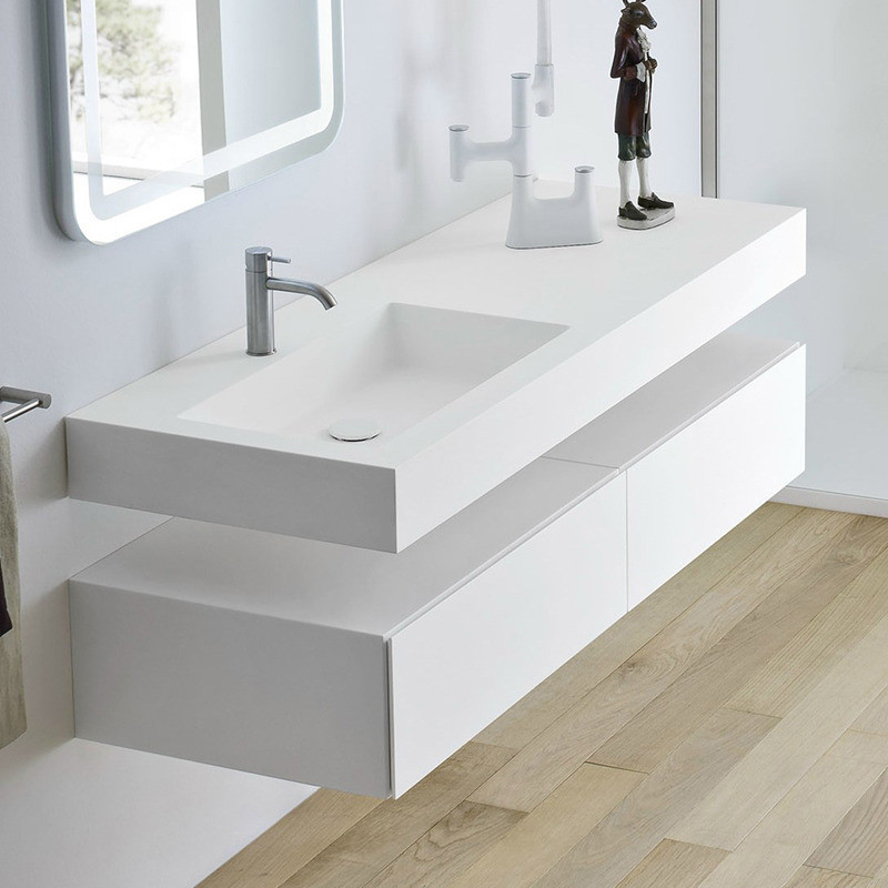 Custom bath room cabinet integrated table basin artificial stone washbasin hanging wall washbasin Wash Basin Marble Hanging Basin