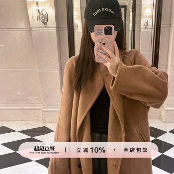 YIKOwow 中古大衣  1OO骆驼绒双面呢大衣女冬高定气质长毛呢外套