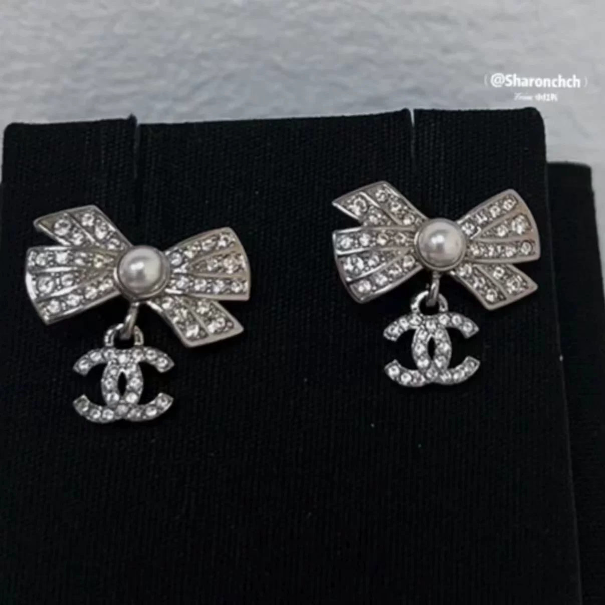 Серьги Chanel, кулон-жемчужина, 925 образец серебра