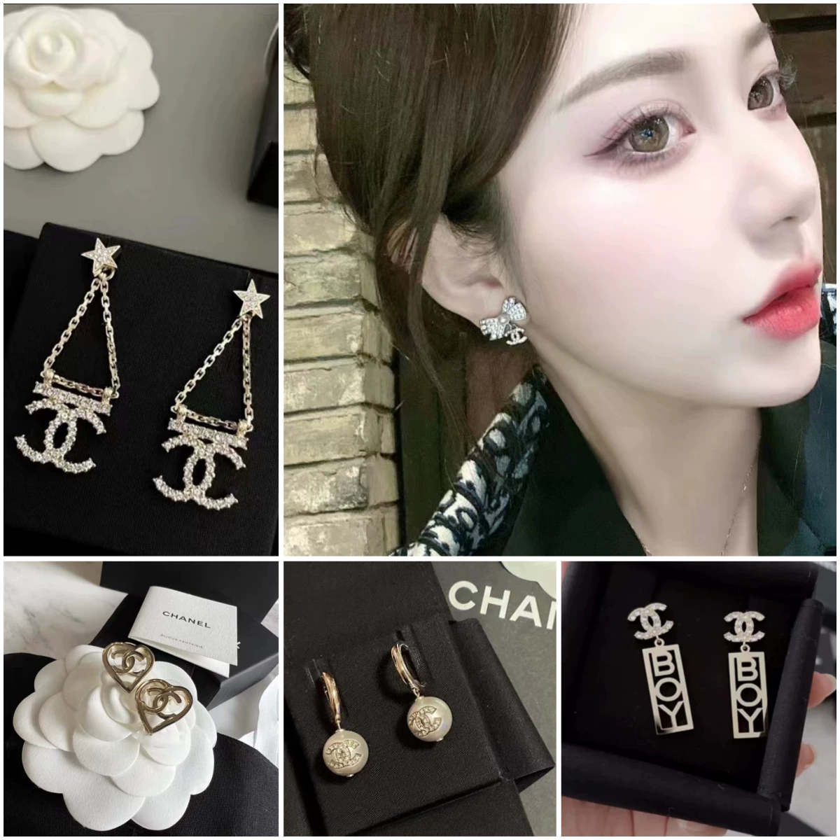 Серьги Chanel, кулон-жемчужина, 925 образец серебра