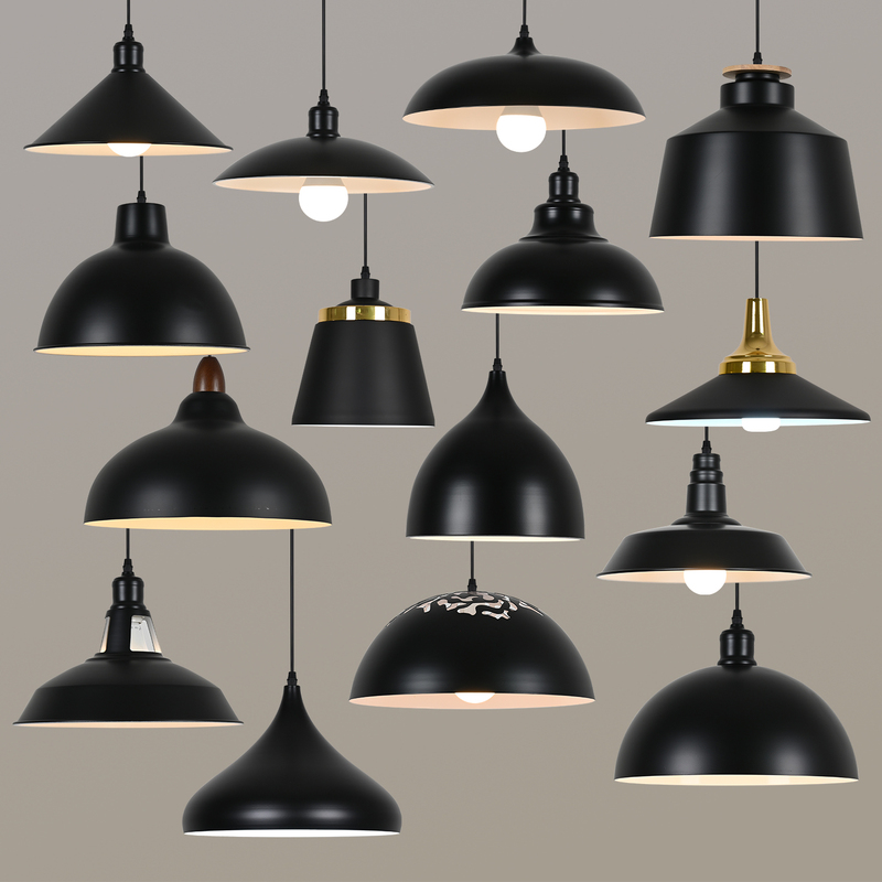 Retro Chandelier Black Antique Nostalgic Industrial Style Iron Lampshade Shell Catering Restaurant Hot Pot Bar Cafe