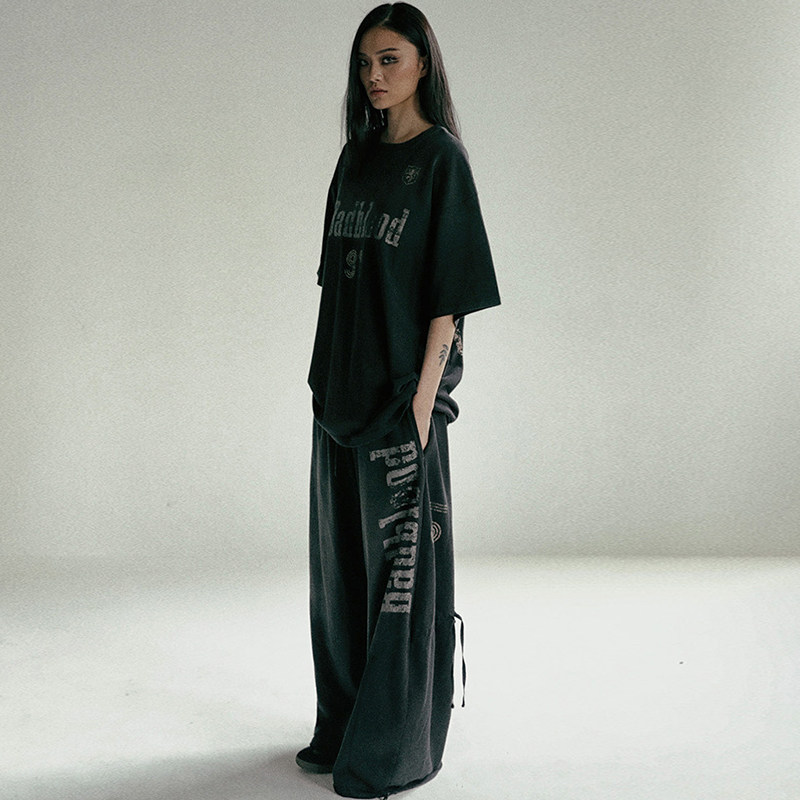 Корейские женские широкие брюки badblood в американском ретро стиле, свободные спортивные штаны с эффектом стирки