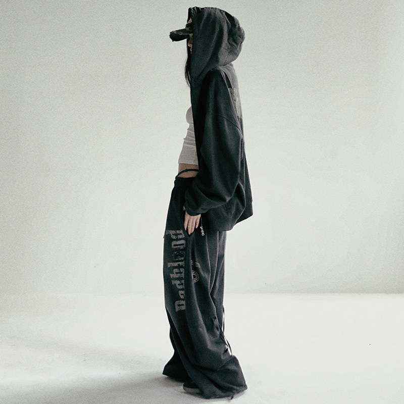 Корейские женские широкие брюки badblood в американском ретро стиле, свободные спортивные штаны с эффектом стирки