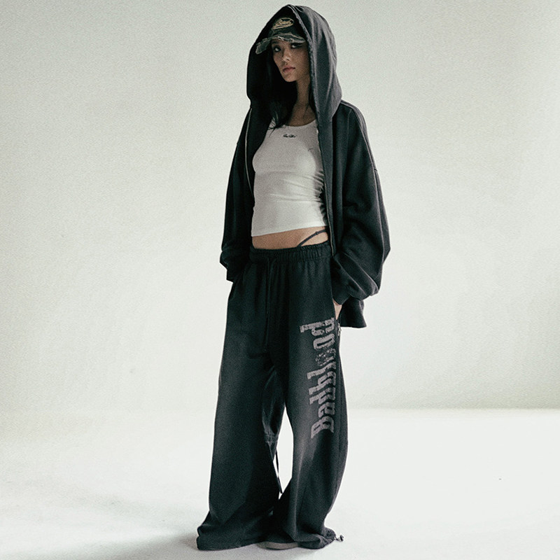 Корейские женские широкие брюки badblood в американском ретро стиле, свободные спортивные штаны с эффектом стирки