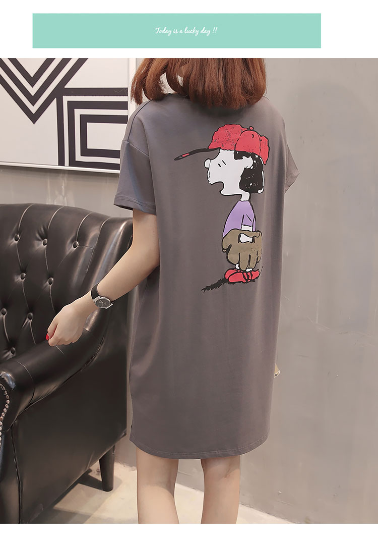 Phụ nữ mang thai mùa hè t-shirt 2018 mới kích thước lớn ăn mặc ngắn tay áo bông lỏng phần dài t-shirt shirt nửa tay áo