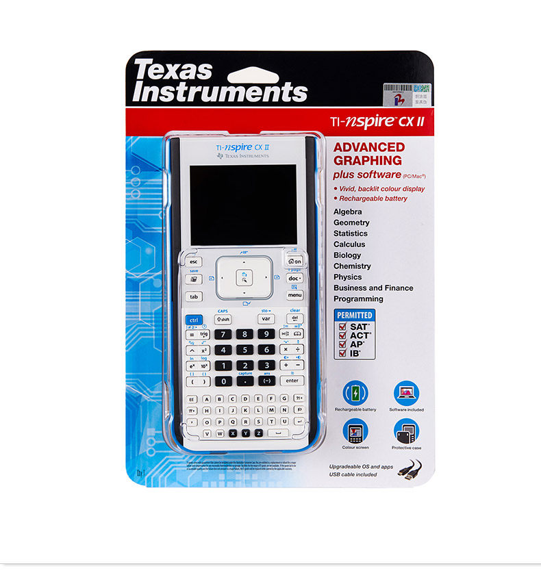 Texas instruments TI-nspire CX II color screen graphics calculator SAT IB AP ACT examination computer