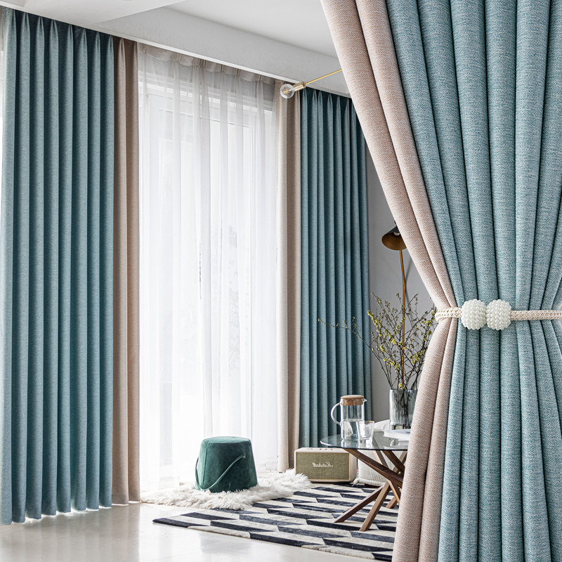 2021 new color curtains shading Nordic ins wind living room year simple bedroom light luxury sound insulation heat sunscreen