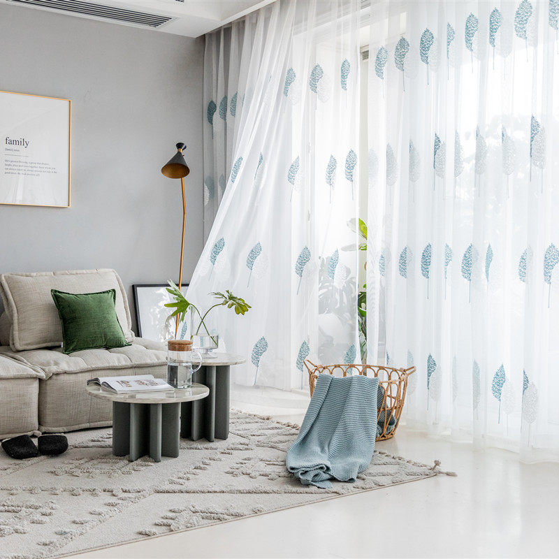 Curtains white veil curtains transparent living room balcony restaurant partition window drifting window light luxury modern beauty salon