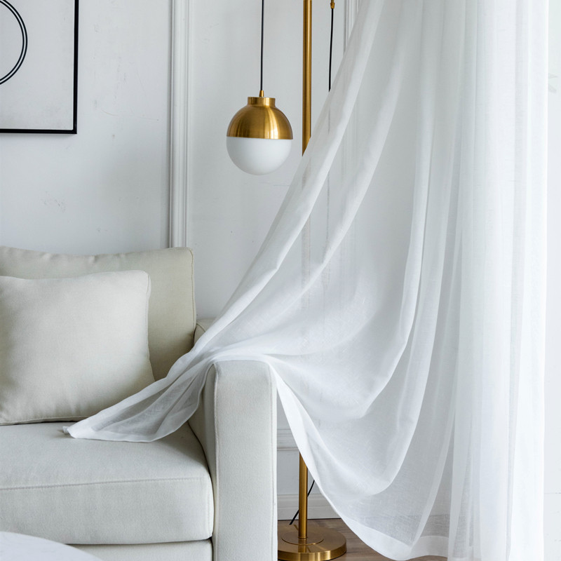 Customized curtain window yarn finished drifting window balcony white yarn with pure hazy living room bedroom cross yarn